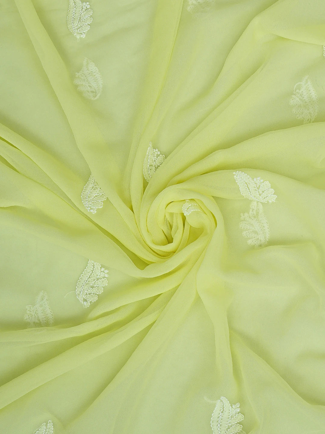Ada Hand Embroidered Lemon Georgette Lucknowi Chikankari Unstitched Suit Piece 01A793424