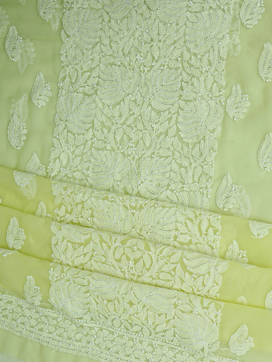Ada Hand Embroidered Lemon Georgette Lucknowi Chikankari Unstitched Suit Piece 01A793424