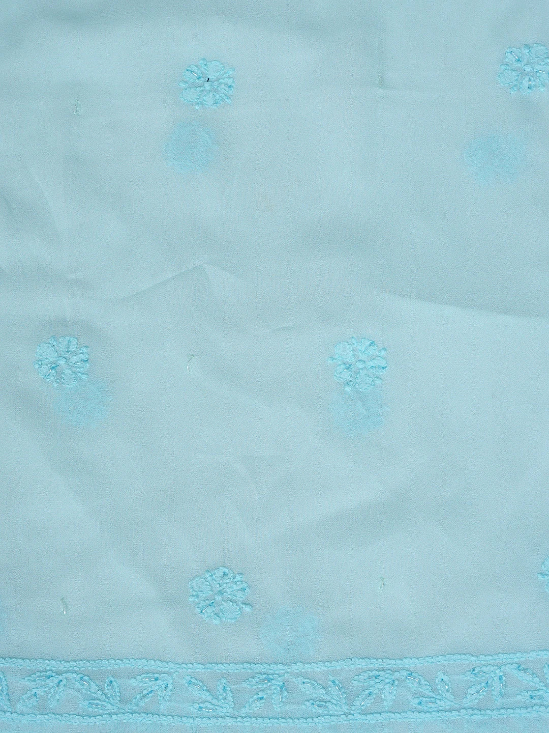 Ada Hand Embroidered Powder Blue Viscose Georgette Lucknowi Chikankari Unstitched Kurta Dupatta Set With Cutdana Work 01A793025