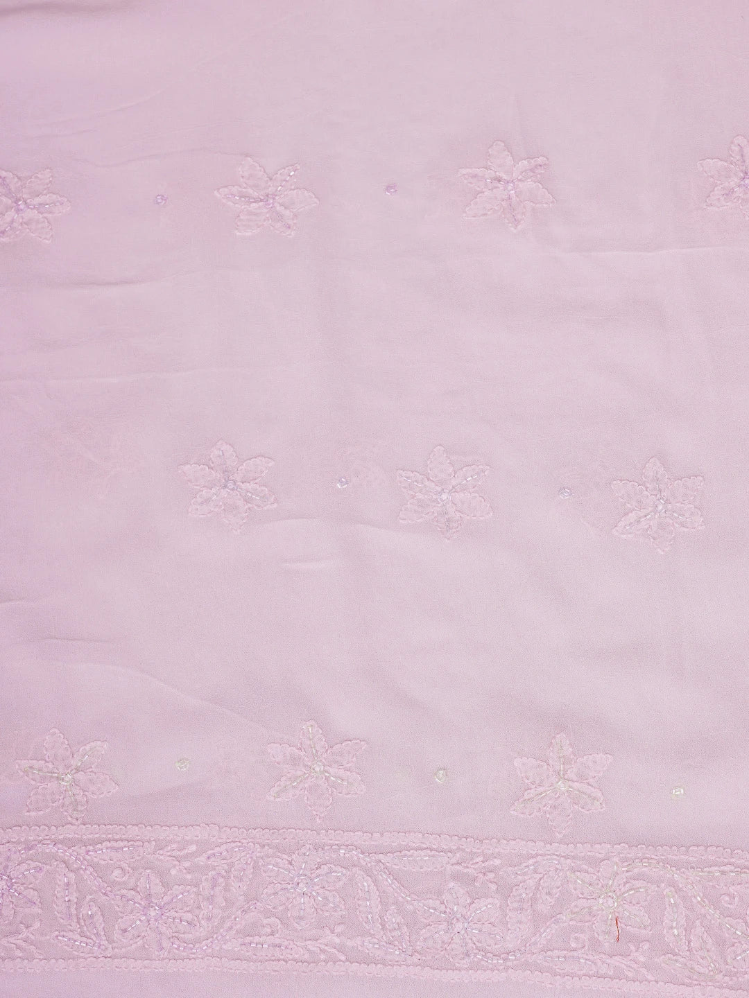 Ada Hand Embroidered Powder Pink Viscose Georgette Lucknowi Chikankari Unstitched Kurta Dupatta Set With Cutdana Work 01A784875