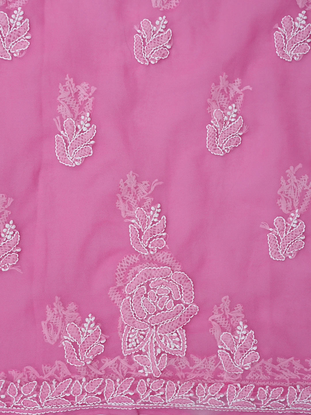 Ada Hand Embroidered Pink Georgette Lucknowi Chikankari Unstitched Suit Piece 01A815125