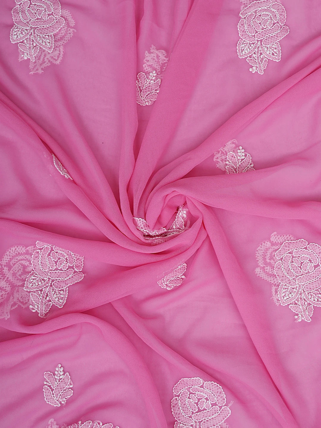 Ada Hand Embroidered Pink Georgette Lucknowi Chikankari Unstitched Suit Piece 01A815125