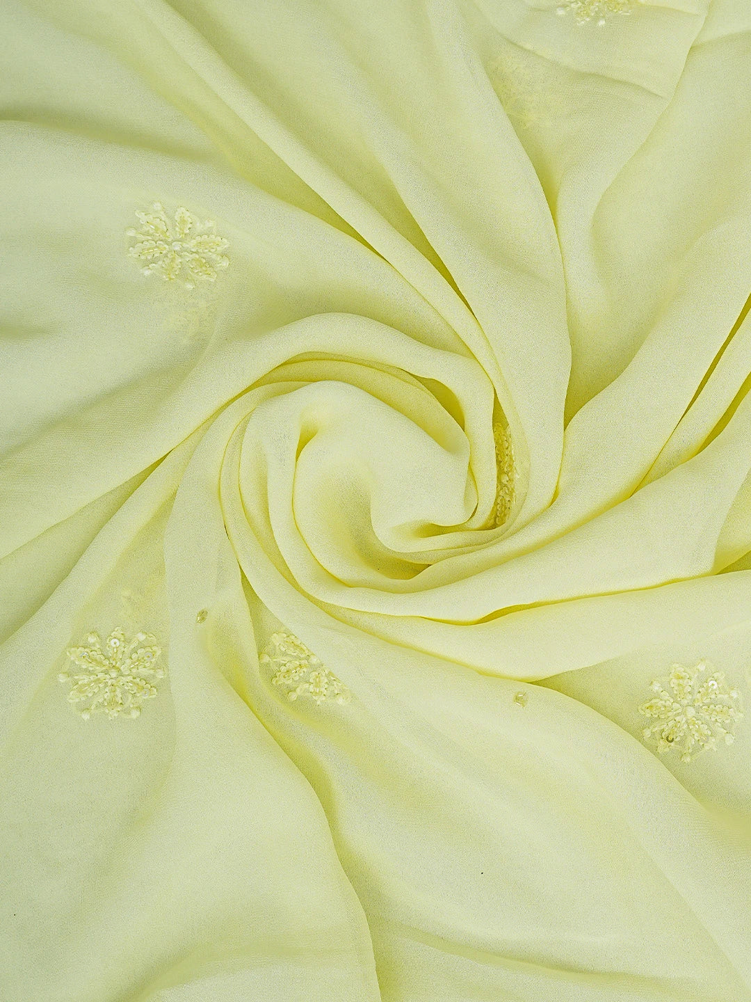Ada Hand Embroidered Lemon Viscose Georgette Lucknowi Chikankari Unstitched Kurta Dupatta Set With Zari Work 01A795851