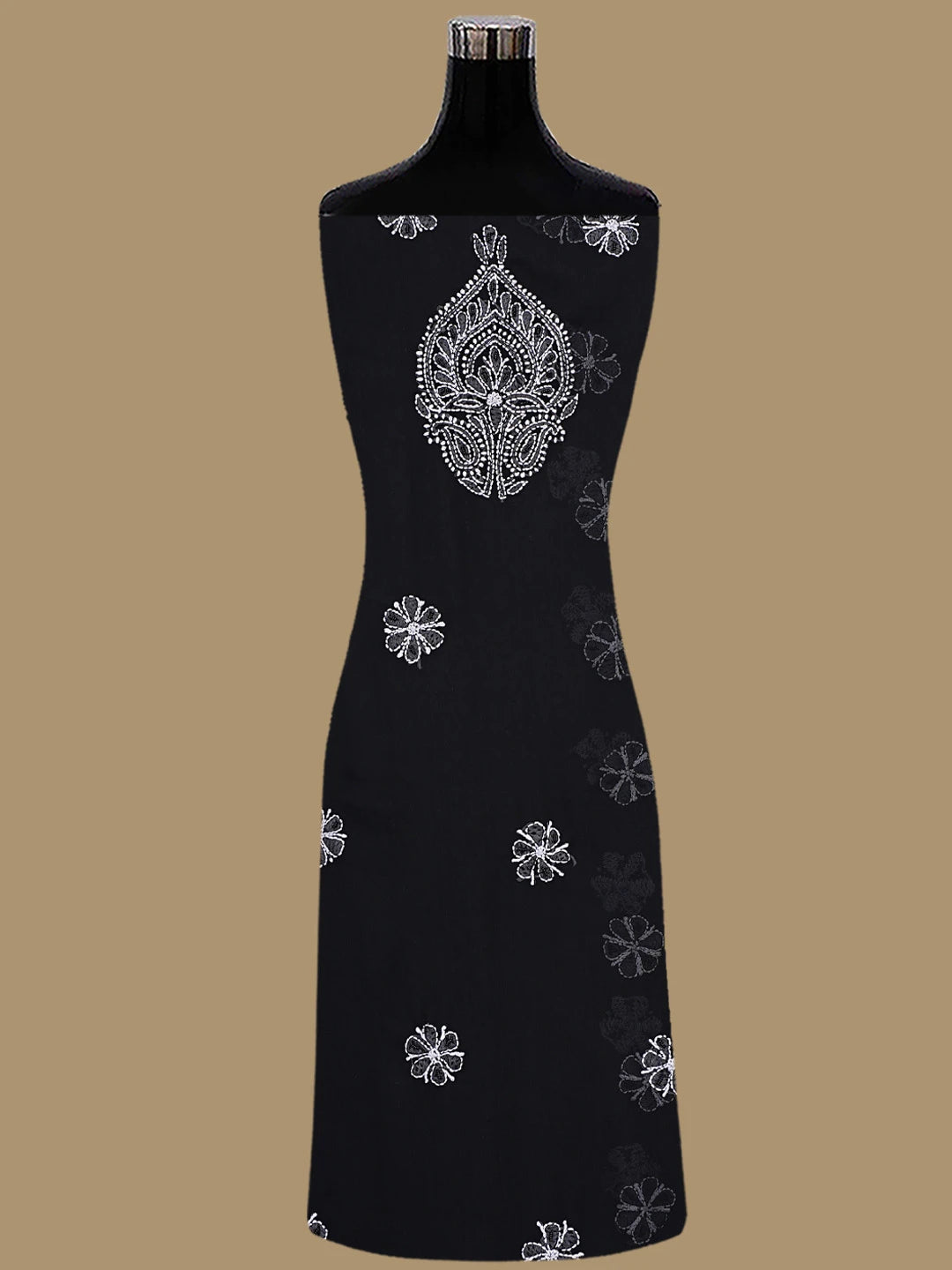 Ada Hand Embroidered black Georgette Lucknowi Chikankari Unstitched Suit Piece With Pearl Work 01A821061