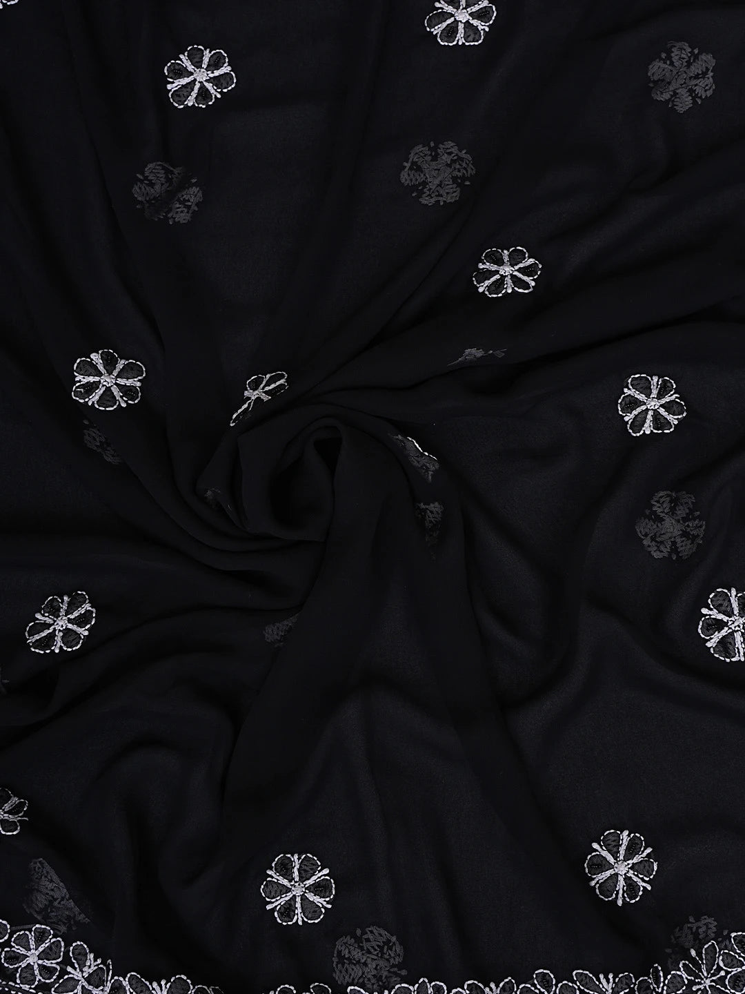 Ada Hand Embroidered black Georgette Lucknowi Chikankari Unstitched Suit Piece With Pearl Work 01A821061