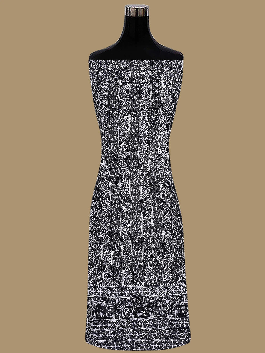 Ada Hand Embroidered black Georgette Lucknowi Chikankari Unstitched Suit Piece With Pearl Work 01A821061