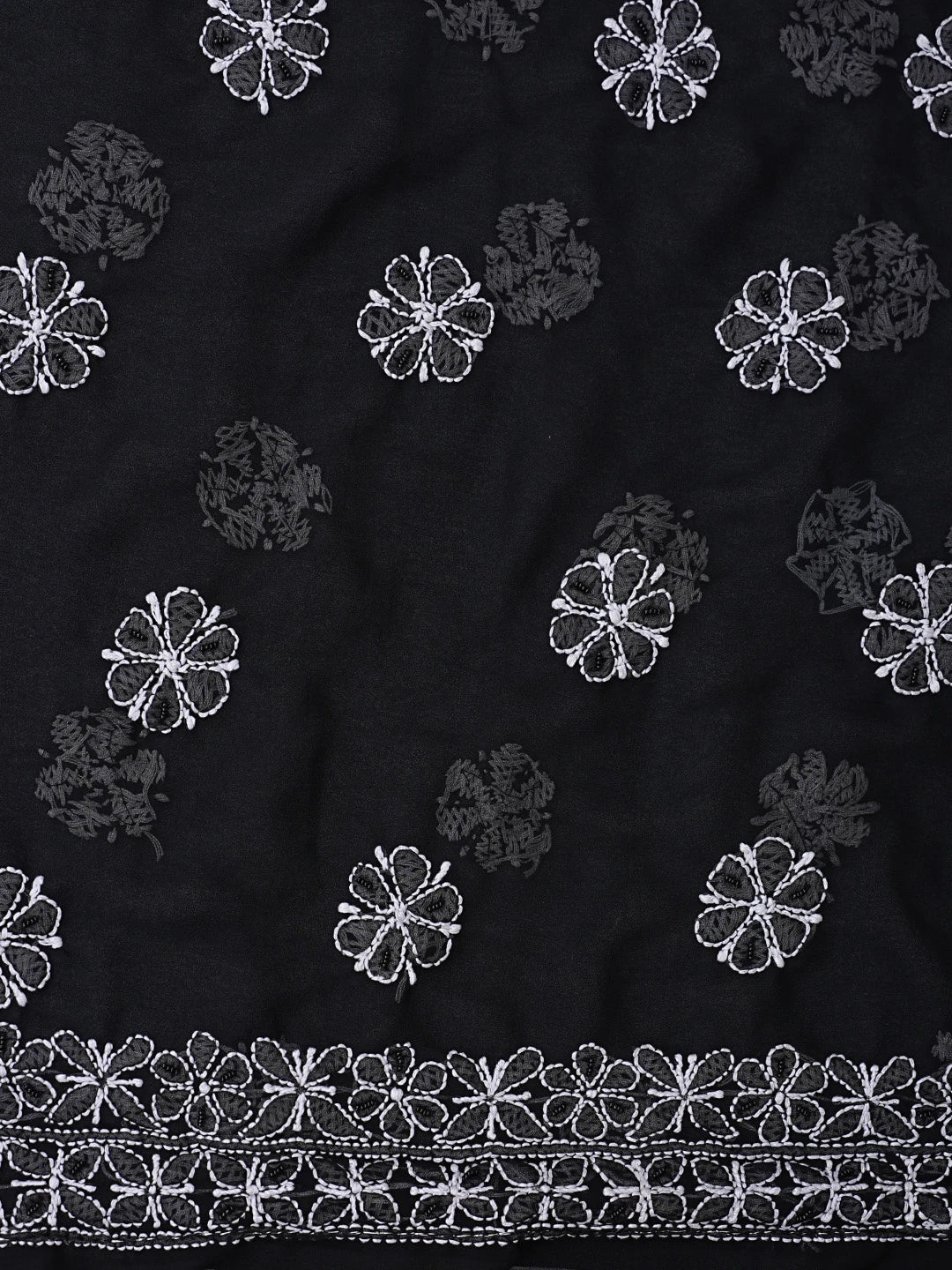 Ada Hand Embroidered black Georgette Lucknowi Chikankari Unstitched Suit Piece With Pearl Work 01A821061