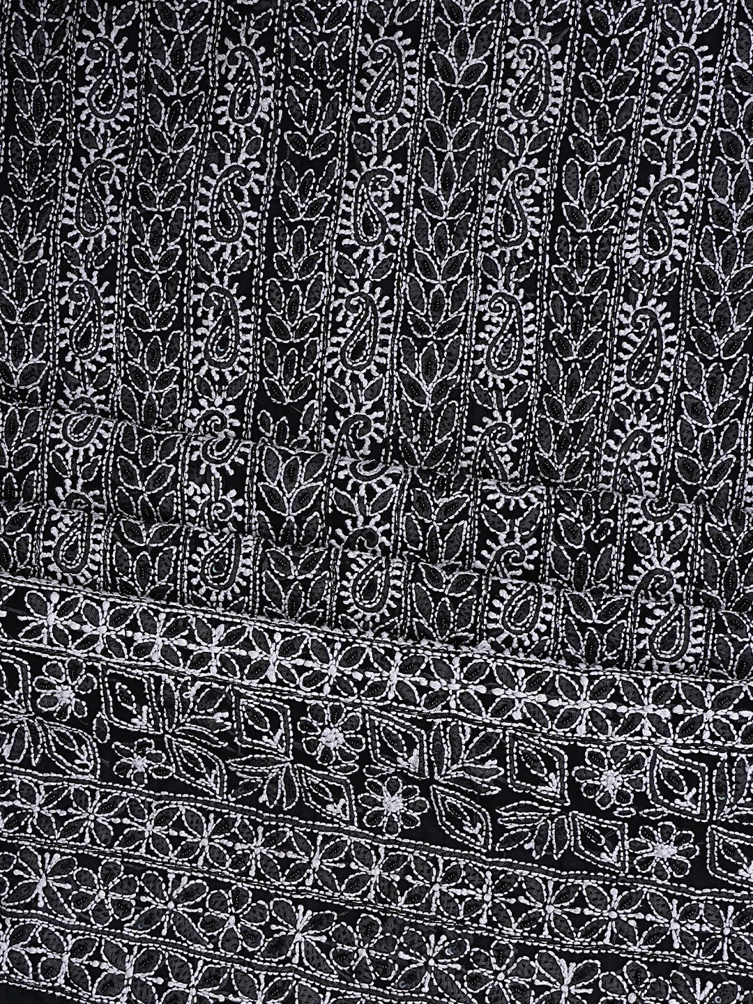 Ada Hand Embroidered black Georgette Lucknowi Chikankari Unstitched Suit Piece With Pearl Work 01A821061