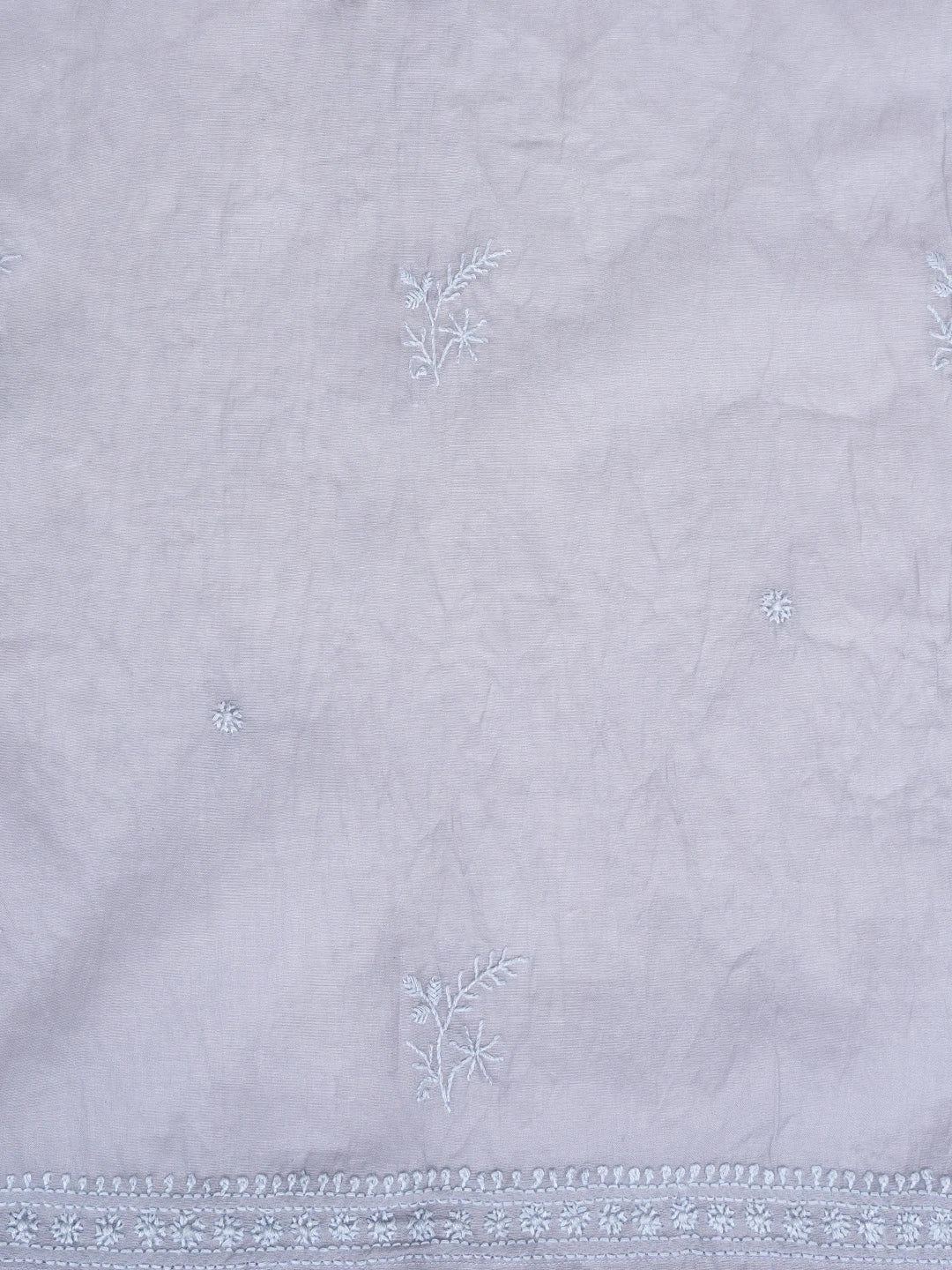 Ada Hand Embroidered Grey Chanderi Lucknowi Chikankari Semi-stitched Kurta Dupatta Set 01A852614