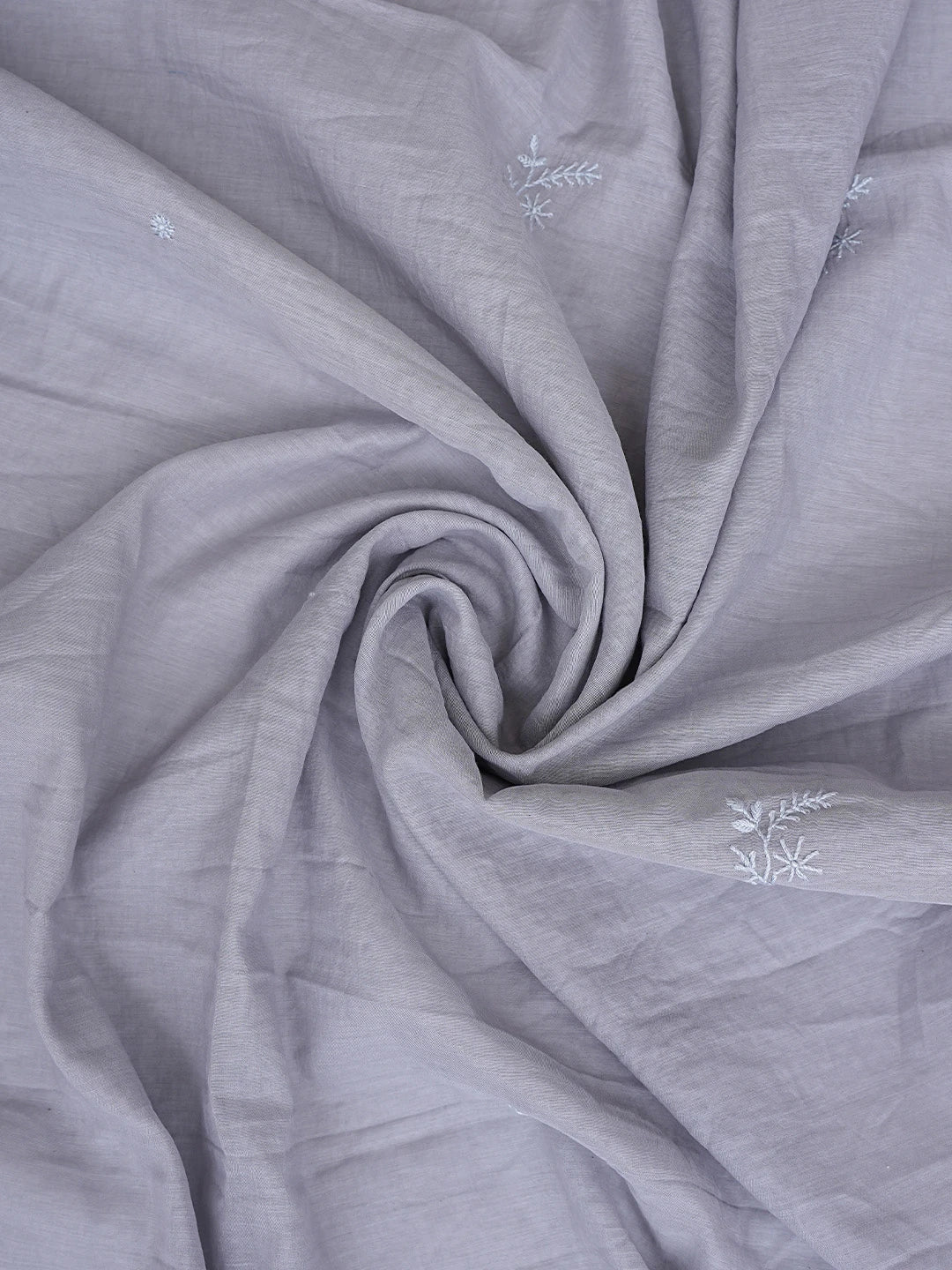 Ada Hand Embroidered Grey Chanderi Lucknowi Chikankari Semi-stitched Kurta Dupatta Set 01A852614