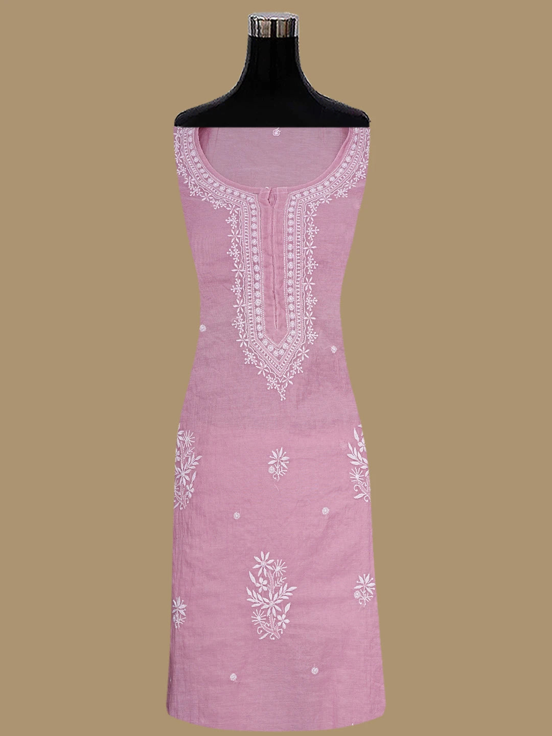 Ada Hand Embroidered Onion Pink Chanderi Lucknowi Chikankari Semi-stitched Kurta Dupatta Set 01A815311
