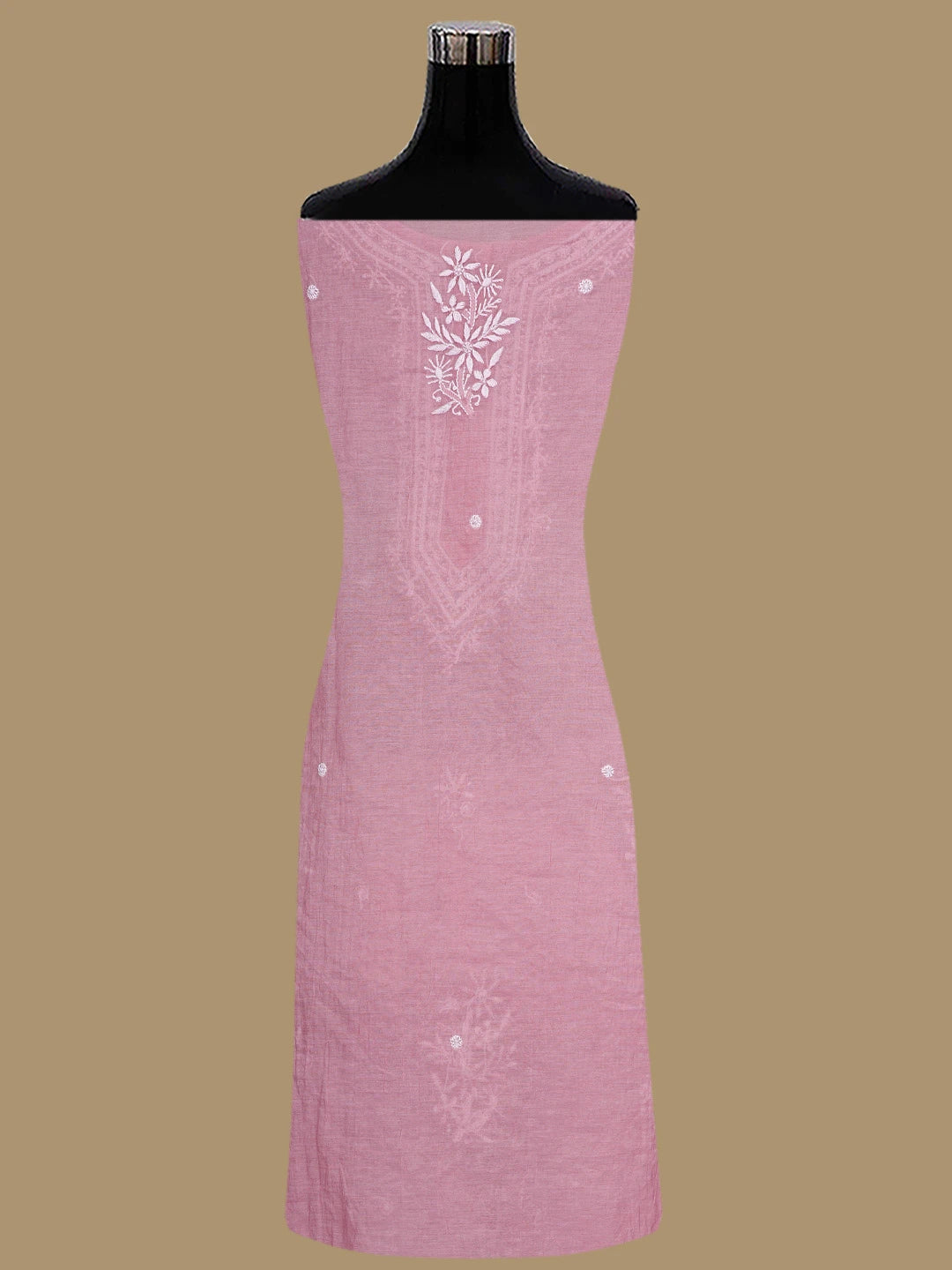 Ada Hand Embroidered Onion Pink Chanderi Lucknowi Chikankari Semi-stitched Kurta Dupatta Set 01A815311