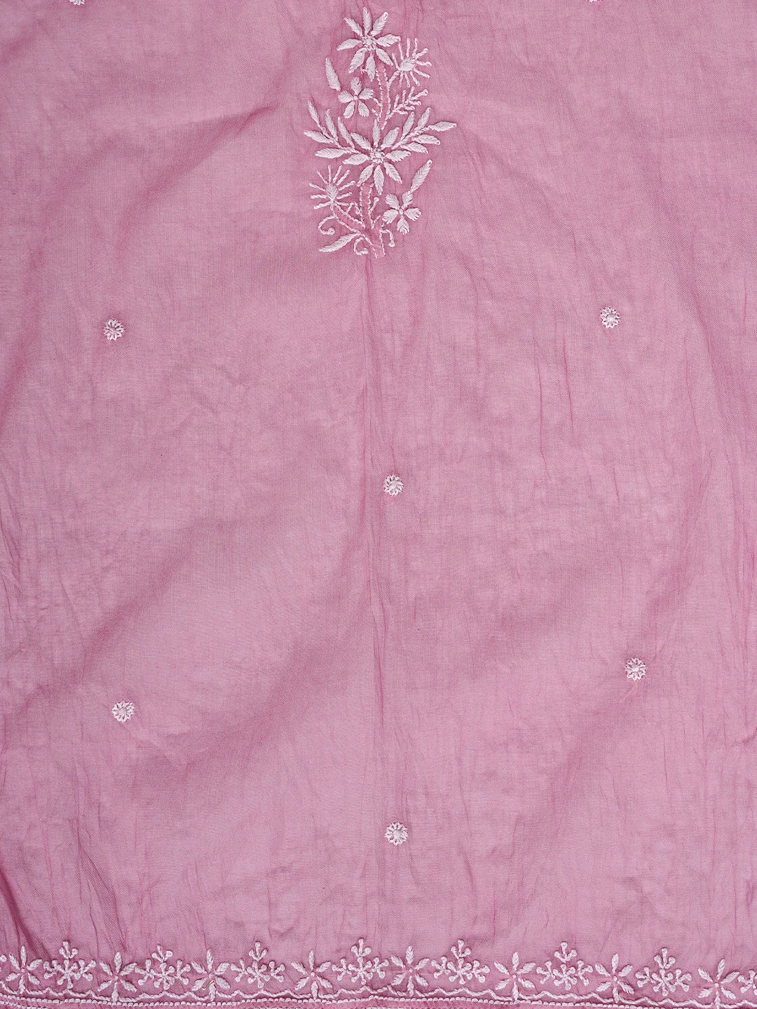Ada Hand Embroidered Onion Pink Chanderi Lucknowi Chikankari Semi-stitched Kurta Dupatta Set 01A815311