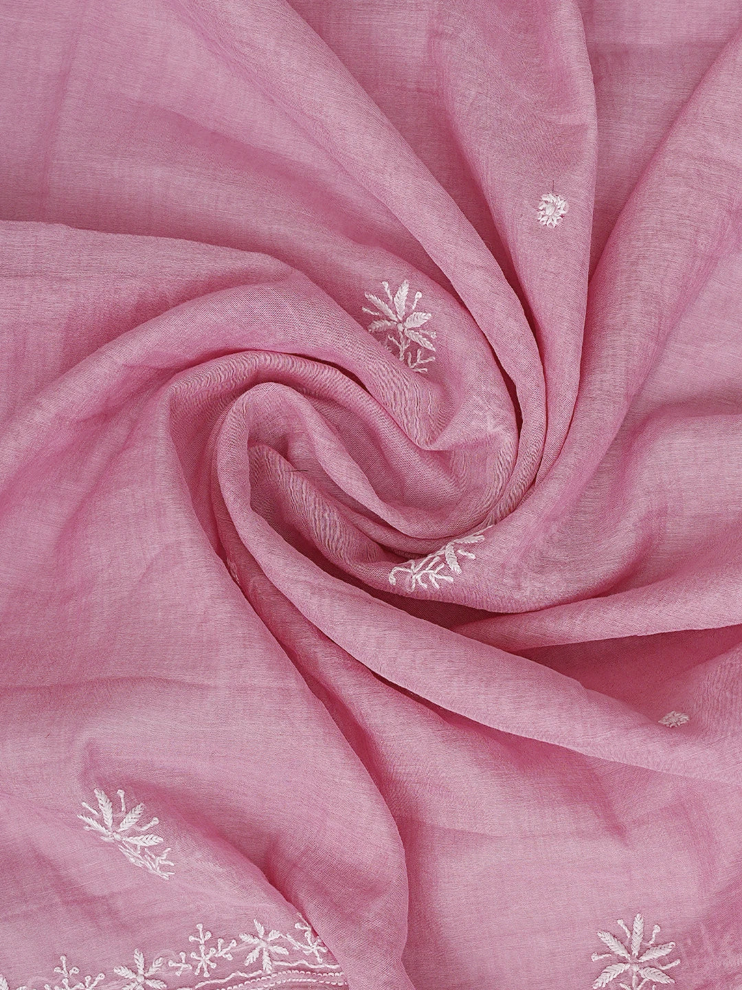 Ada Hand Embroidered Onion Pink Chanderi Lucknowi Chikankari Semi-stitched Kurta Dupatta Set 01A815311