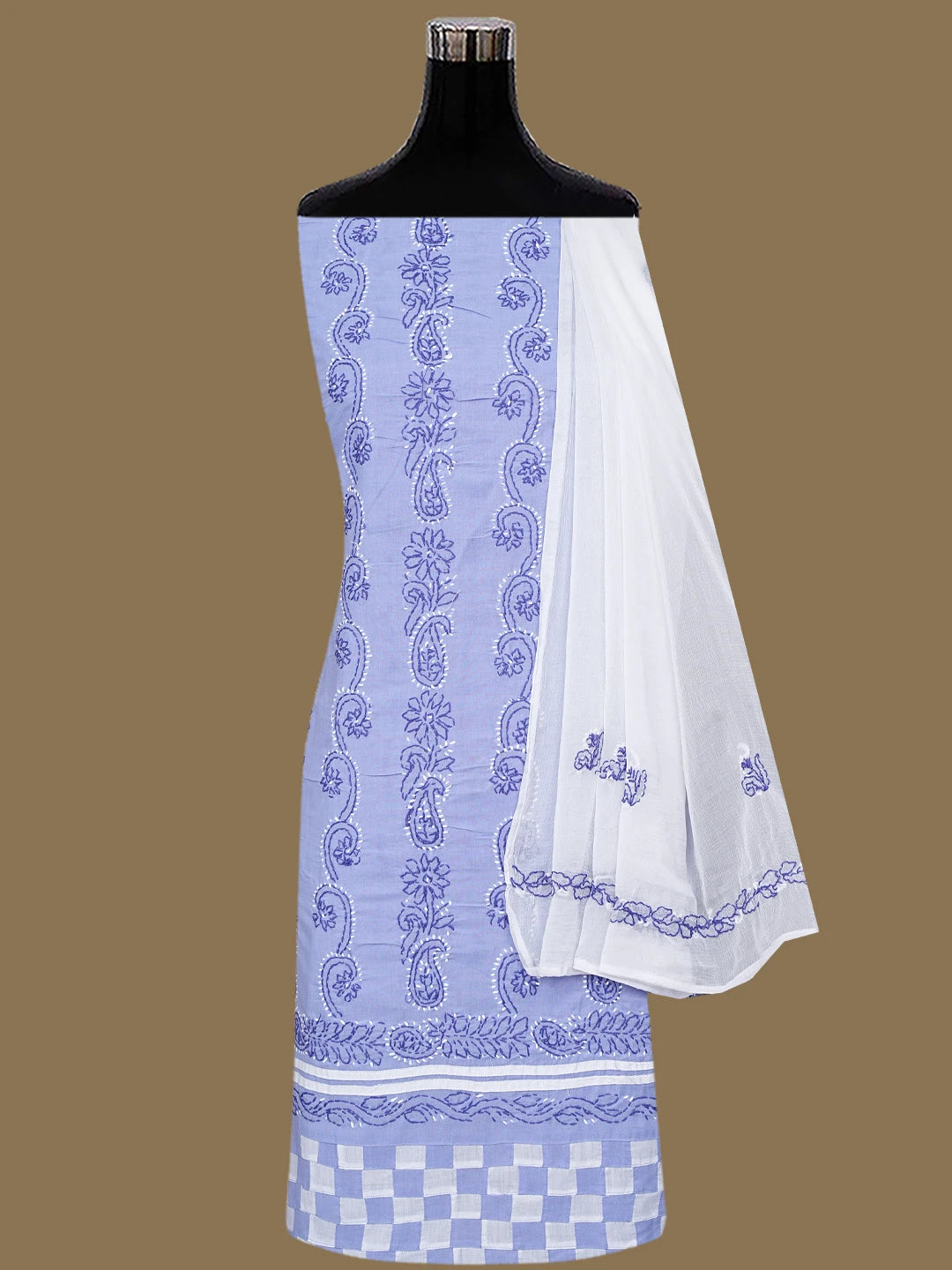 Ada Hand Embroidered Mauve Cotton Lucknowi Chikankari Unstitched Suit Piece 01A853062