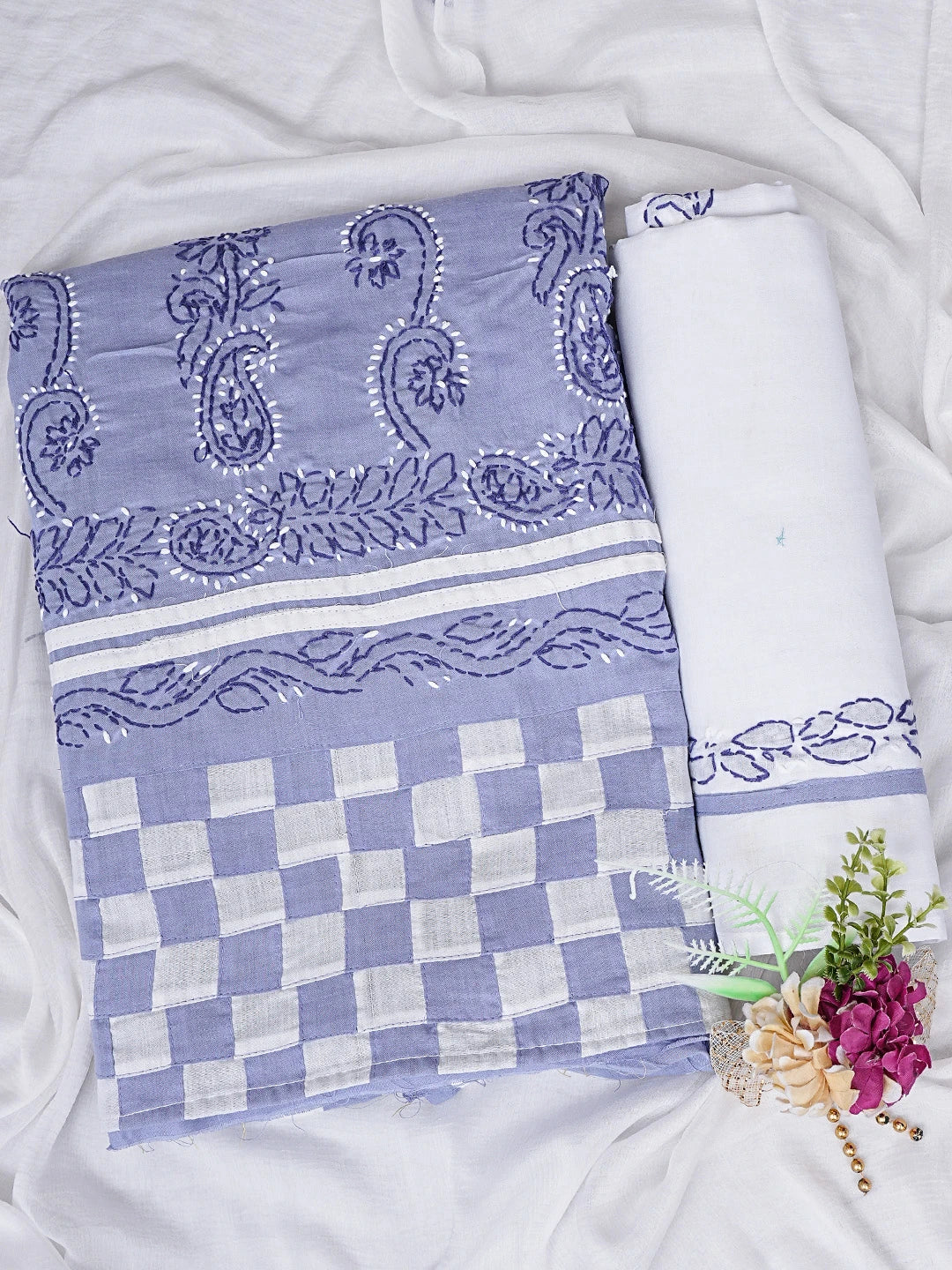 Ada Hand Embroidered Mauve Cotton Lucknowi Chikankari Unstitched Suit Piece 01A853062