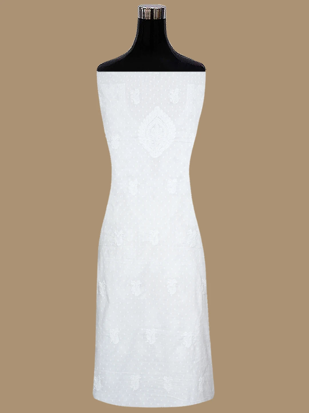 Ada Hand Embroidered White Cotton Lucknowi Chikankari Unstitched Suit Set 01A604959