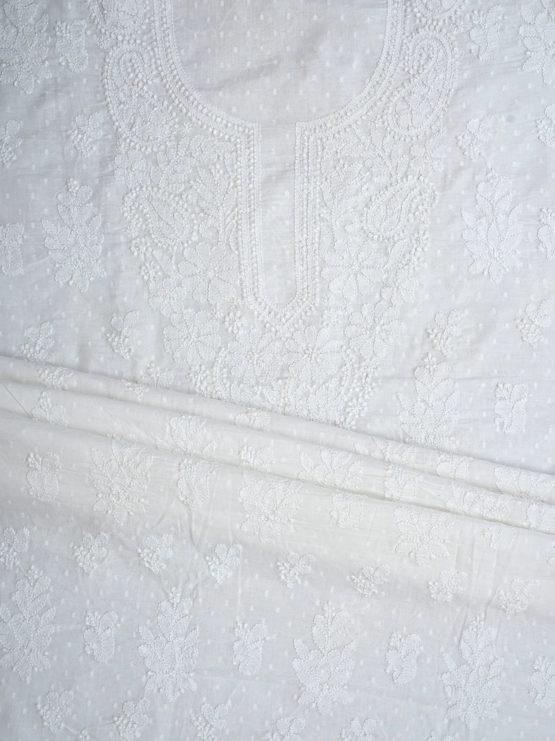 Ada Hand Embroidered White Cotton Lucknowi Chikankari Unstitched Suit Set 01A604959