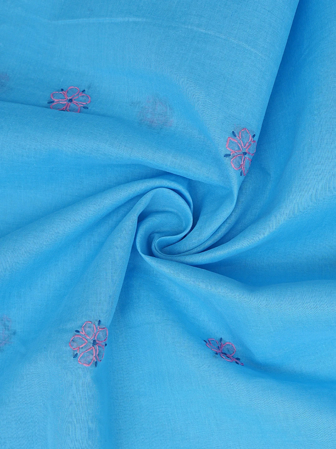 Ada Hand Embroidered Royal Blue Cotton Lucknowi Chikankari Unstitched Suit Piece 01A853534