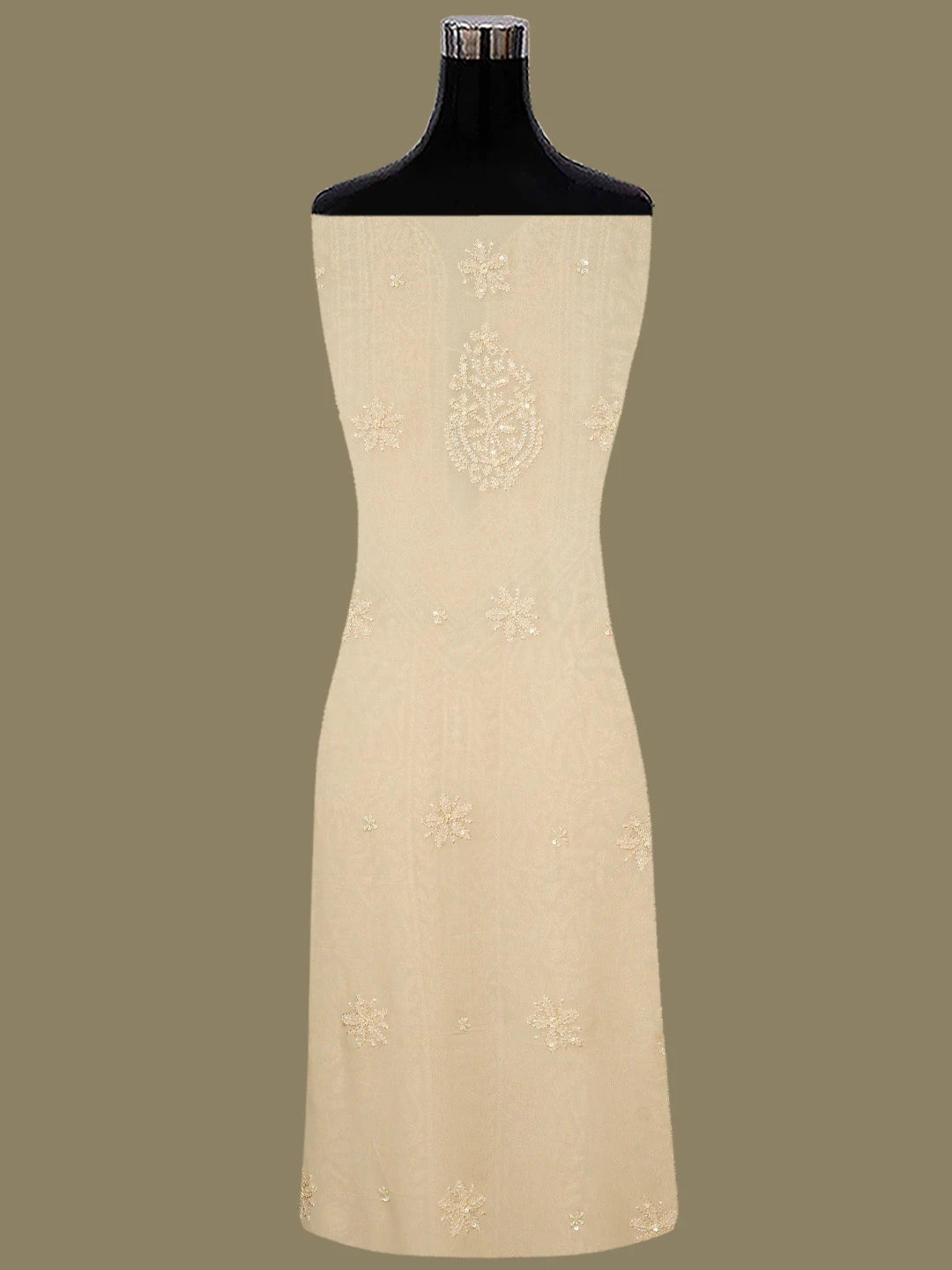 Ada Hand Embroidered Light Peach Viscose Georgette Lucknowi Chikankari Unstitched Kurta Dupatta Set With Cutdana Work 01A724592