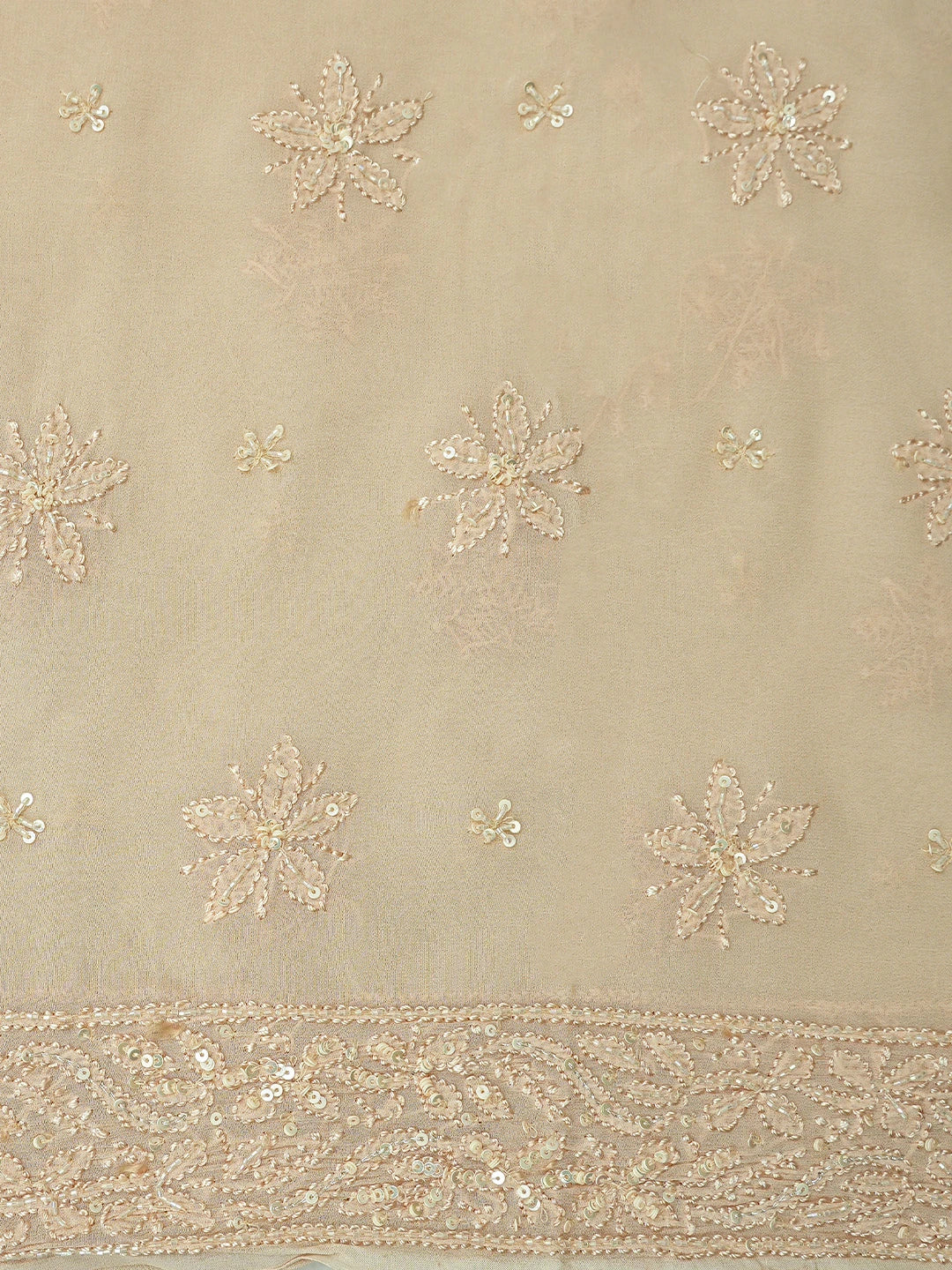 Ada Hand Embroidered Light Peach Viscose Georgette Lucknowi Chikankari Unstitched Kurta Dupatta Set With Cutdana Work 01A724592