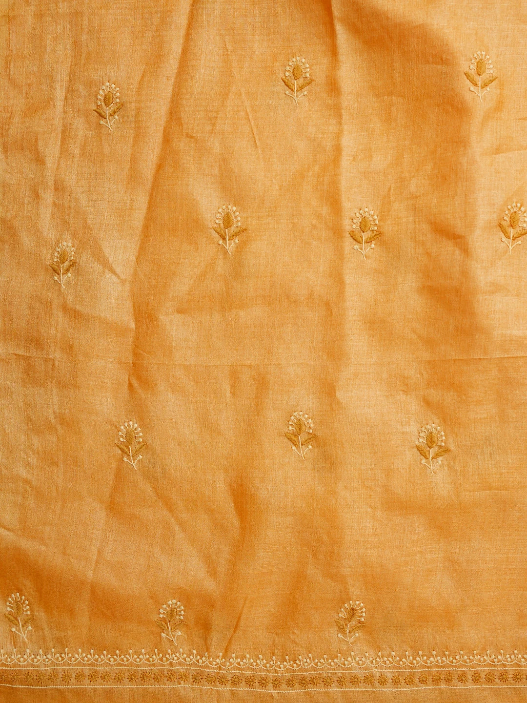 Ada Hand Embroidered Bronze Silk Lucknowi Chikankari Unstitched Kurta Dupatta Set 01A837219