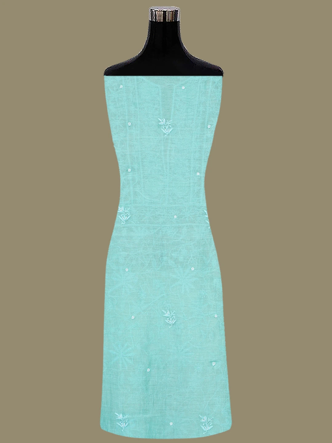 Ada Hand Embroidered Jungle Green Chanderi Lucknowi Chikankari Unstitched Kurta Dupatta Set With Pearl Work 01A811829