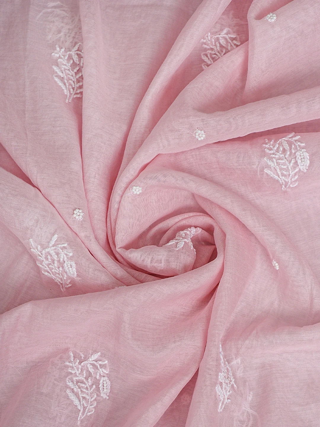 Ada Hand Embroidered Dusty Pink Chanderi Lucknowi Chikankari Unstitched Kurta Dupatta Set With Pearl Work 01A811830