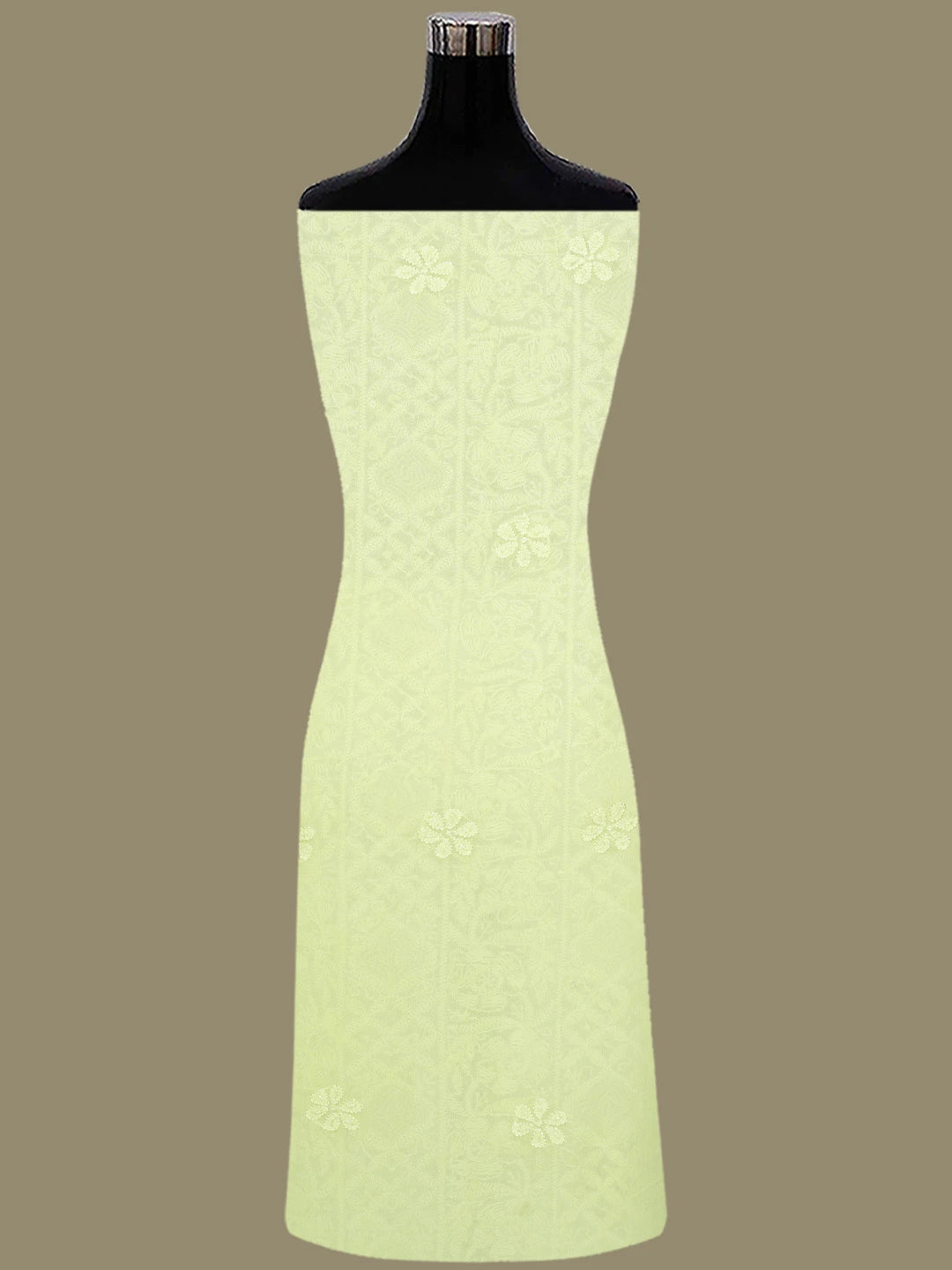 Ada Hand Embroidered Lime Green Viscose Georgette Lucknowi Chikankari Unstitched Kurta Dupatta Set With Cutdana Work 01A789563
