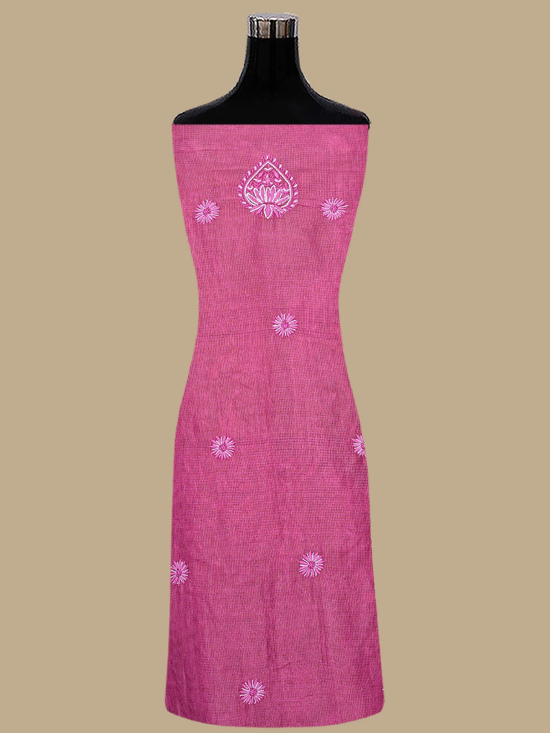 Ada Hand Embroidered Onion Pink Tissue Lucknowi Chikankari Unstitched Kurta Dupatta Set With Cutdana  Work 01A825268