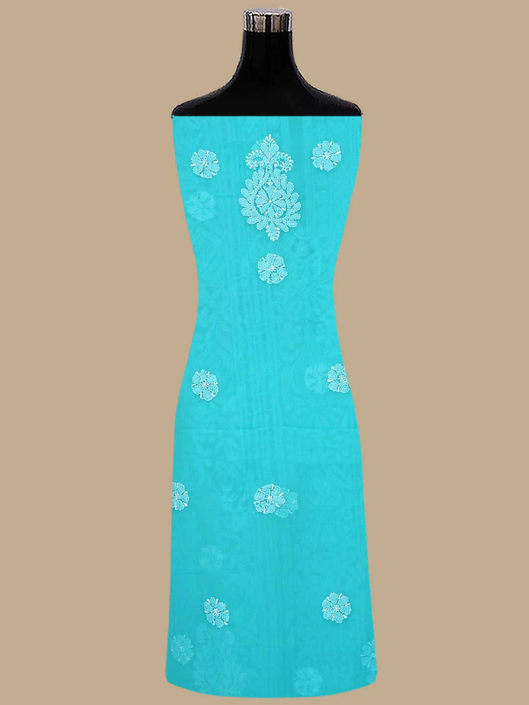 Ada Hand Embroidered Rama Green Georgette Lucknowi Chikankari Unstitched Suit Piece 01A835659