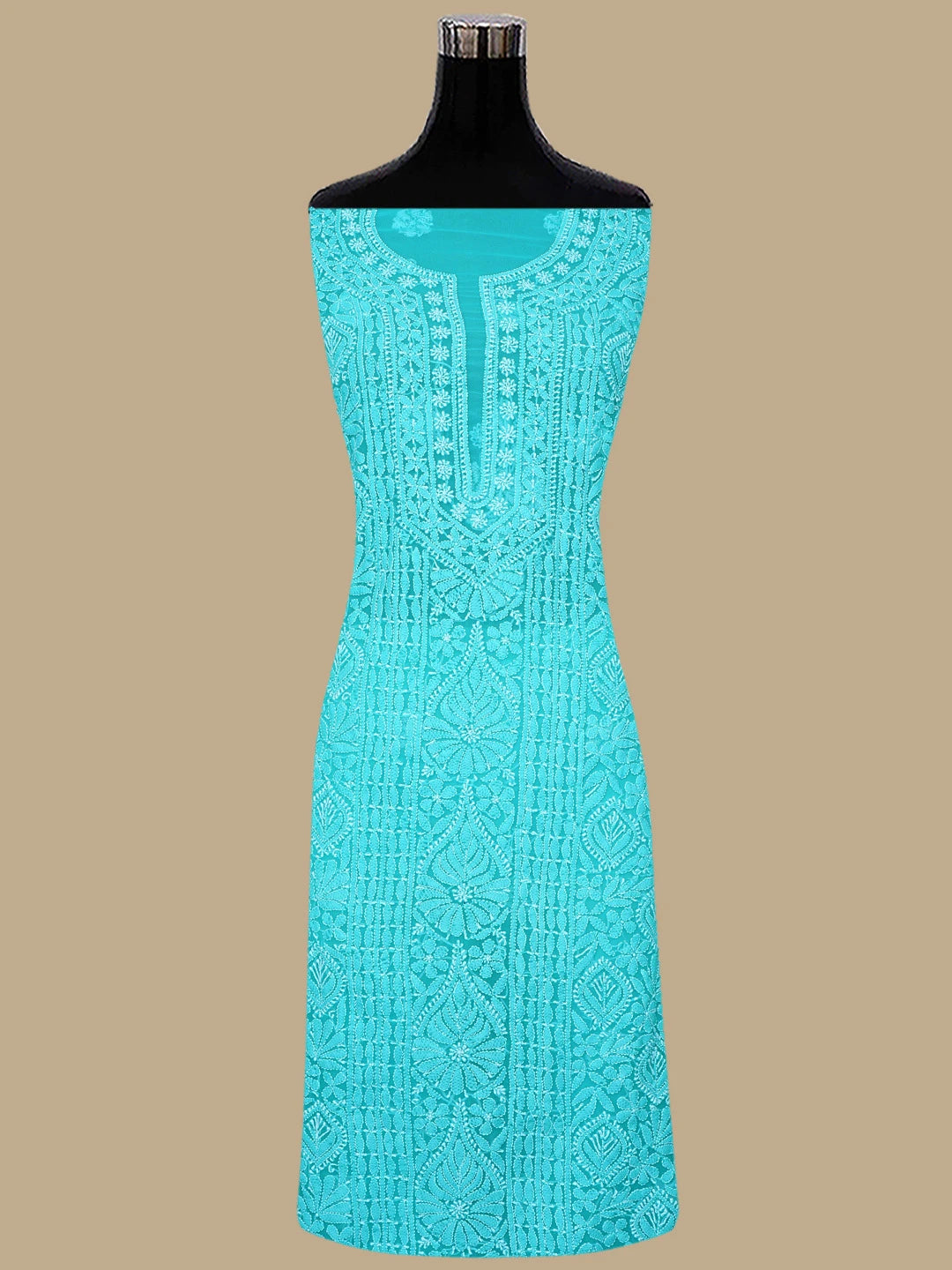 Ada Hand Embroidered Rama Green Georgette Lucknowi Chikankari Unstitched Suit Piece 01A835659