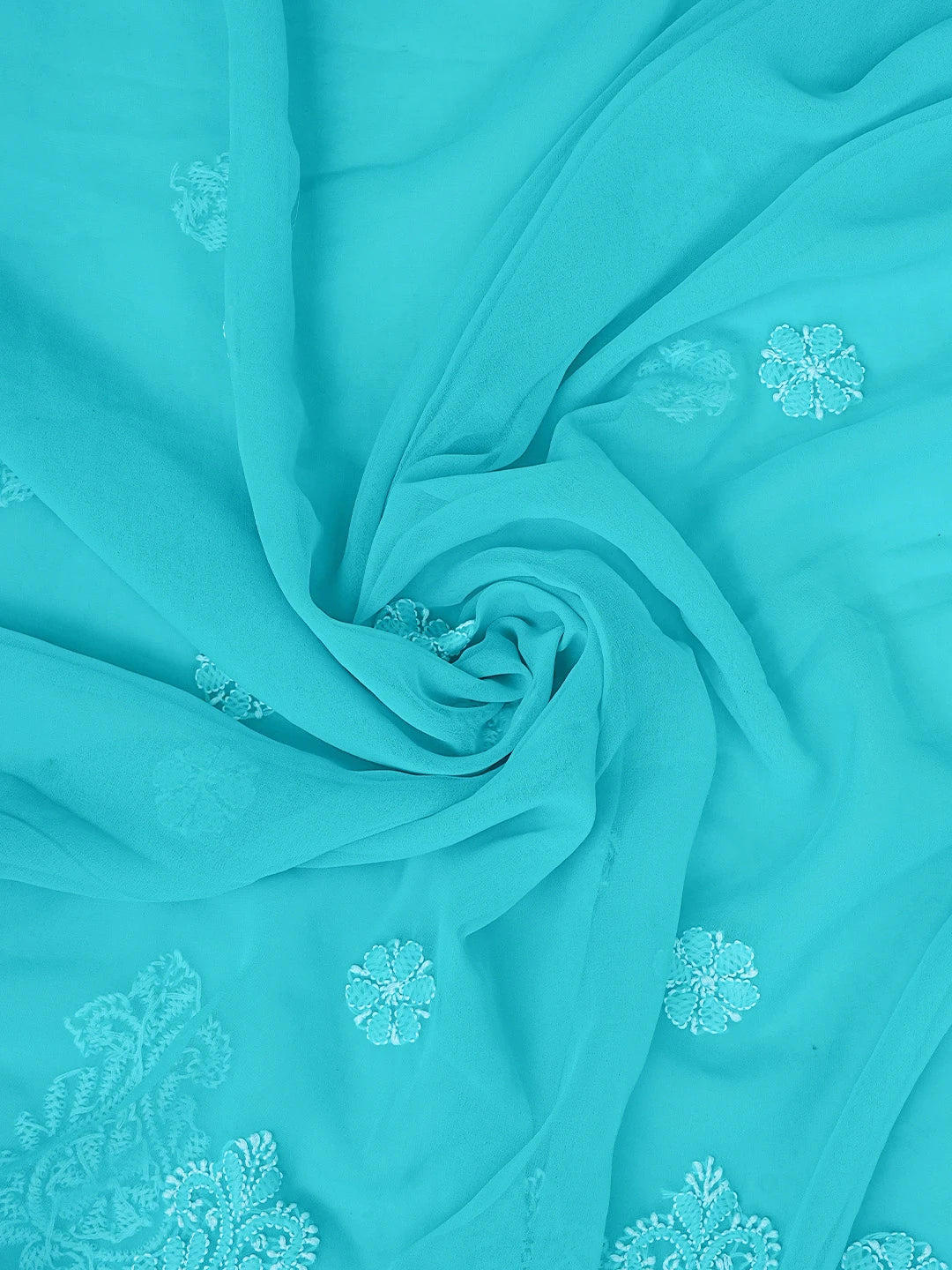 Ada Hand Embroidered Rama Green Georgette Lucknowi Chikankari Unstitched Suit Piece 01A835659