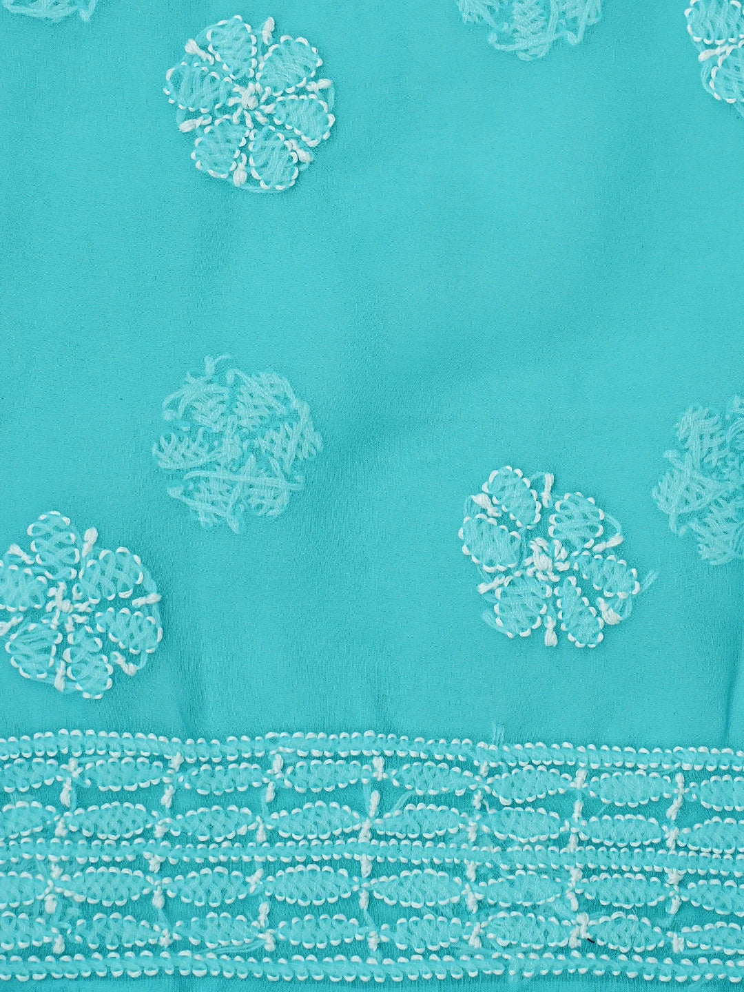 Ada Hand Embroidered Rama Green Georgette Lucknowi Chikankari Unstitched Suit Piece 01A835659