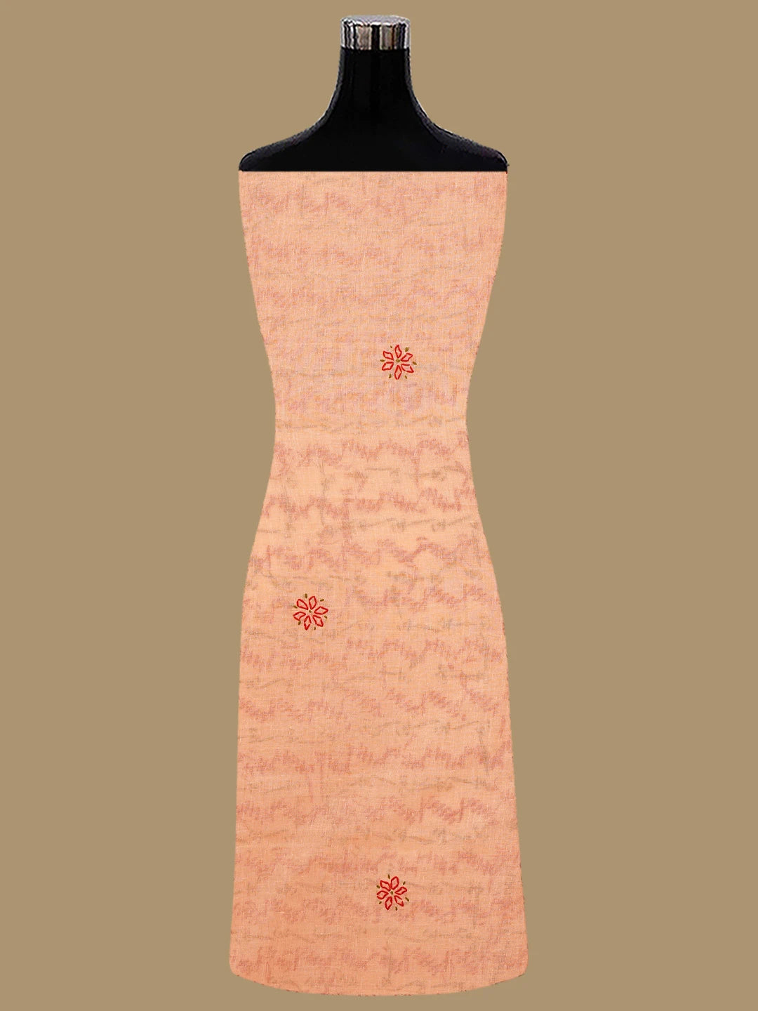 Ada Hand Embroidered Cantaloupe Orange Cotton Lucknowi Chikankari Unstitched Suit Piece 01A853443