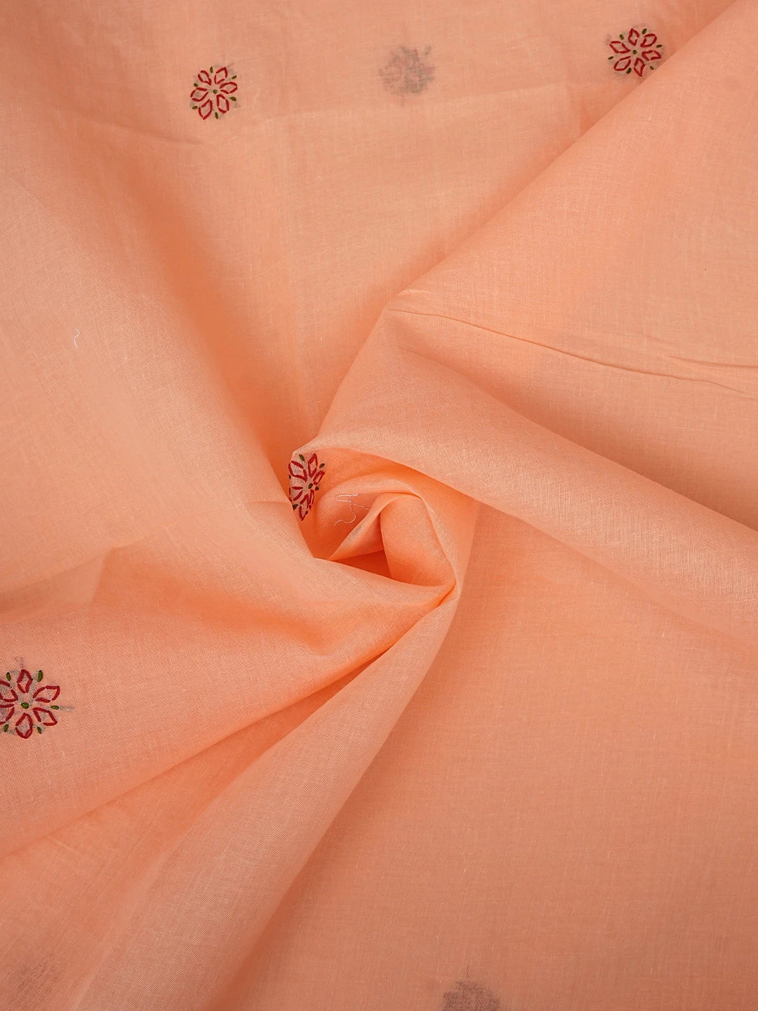 Ada Hand Embroidered Cantaloupe Orange Cotton Lucknowi Chikankari Unstitched Suit Piece 01A853443