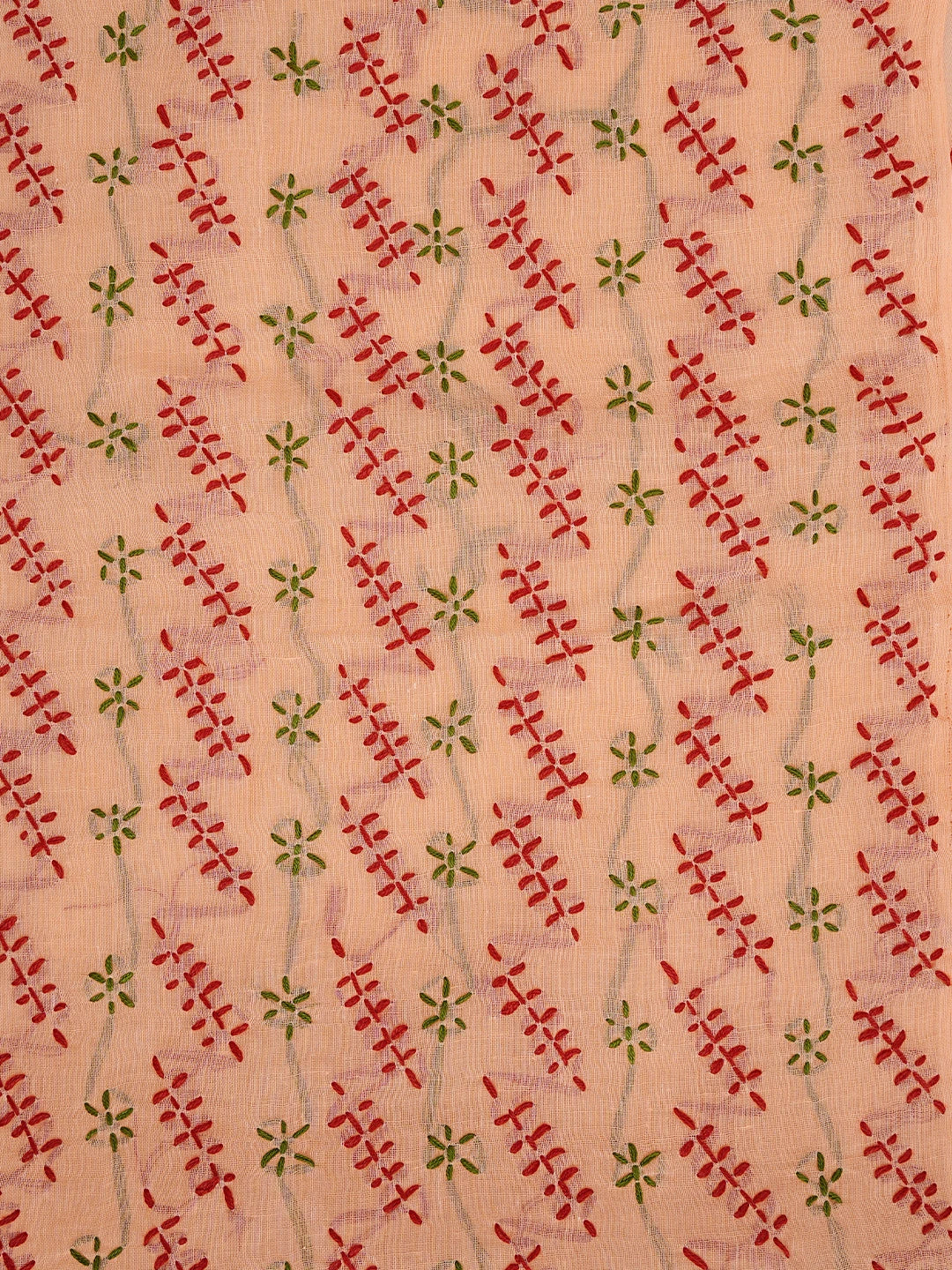 Ada Hand Embroidered Cantaloupe Orange Cotton Lucknowi Chikankari Unstitched Suit Piece 01A853443