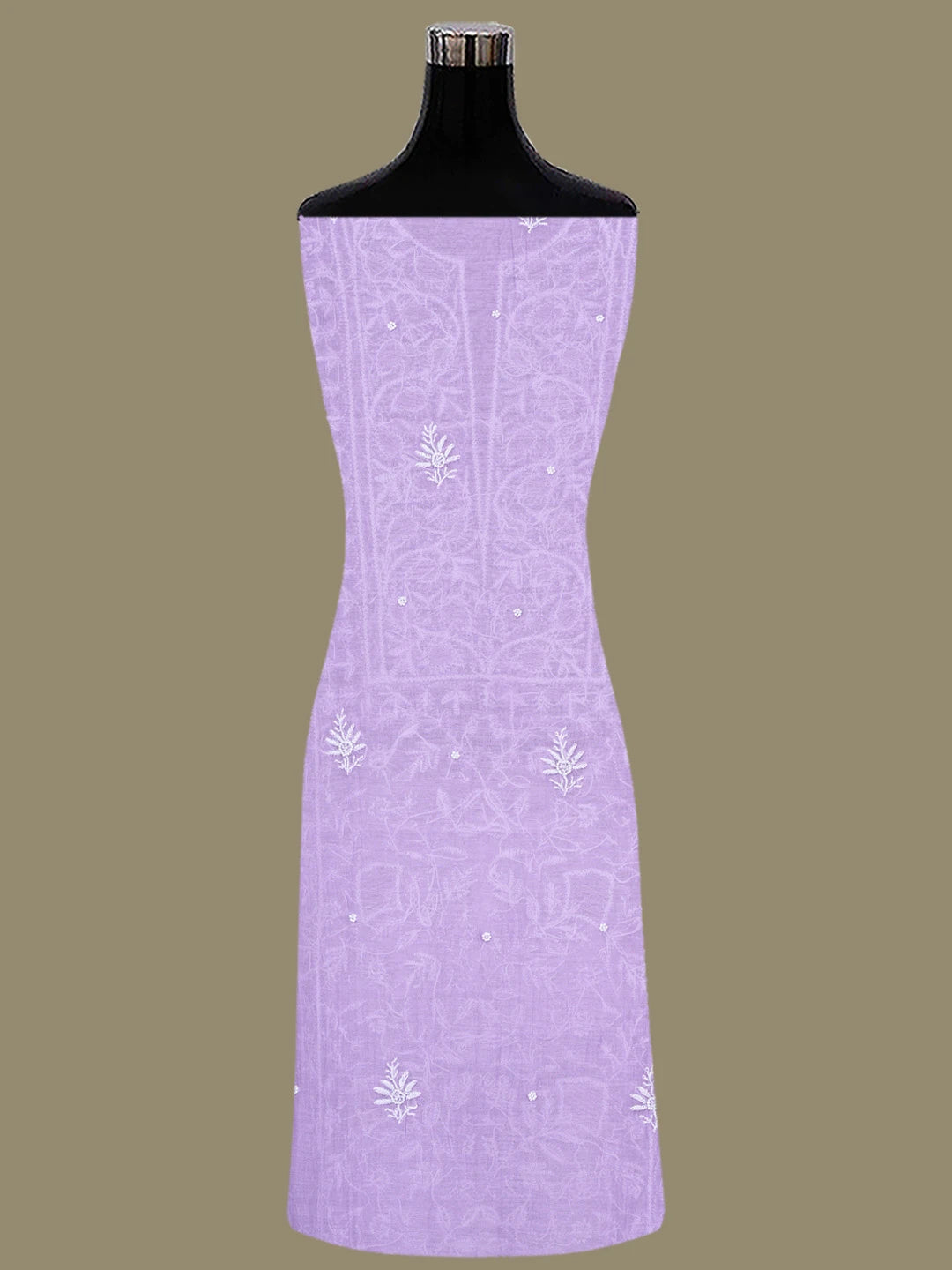 Ada Hand Embroidered Mauve Chanderi Lucknowi Chikankari Unstitched Kurta Dupatta Set With Pearl Work 01A811828