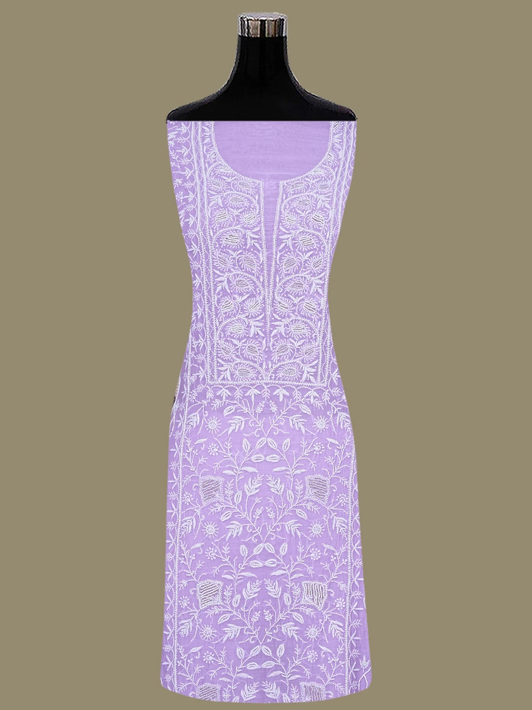 Ada Hand Embroidered Mauve Chanderi Lucknowi Chikankari Unstitched Kurta Dupatta Set With Pearl Work 01A811828
