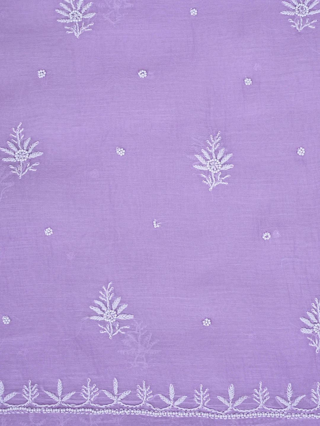 Ada Hand Embroidered Mauve Chanderi Lucknowi Chikankari Unstitched Kurta Dupatta Set With Pearl Work 01A811828