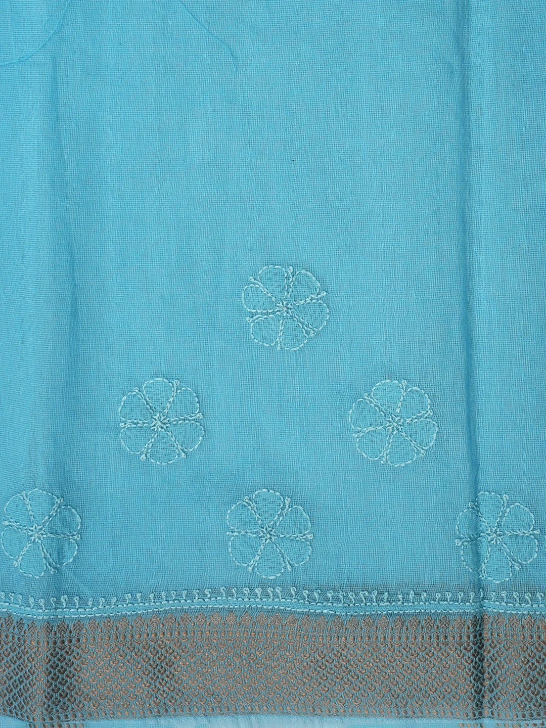 Ada Hand Embroidered Blue Chanderi Lucknowi Chikankari Saree and Blouse 01A847214