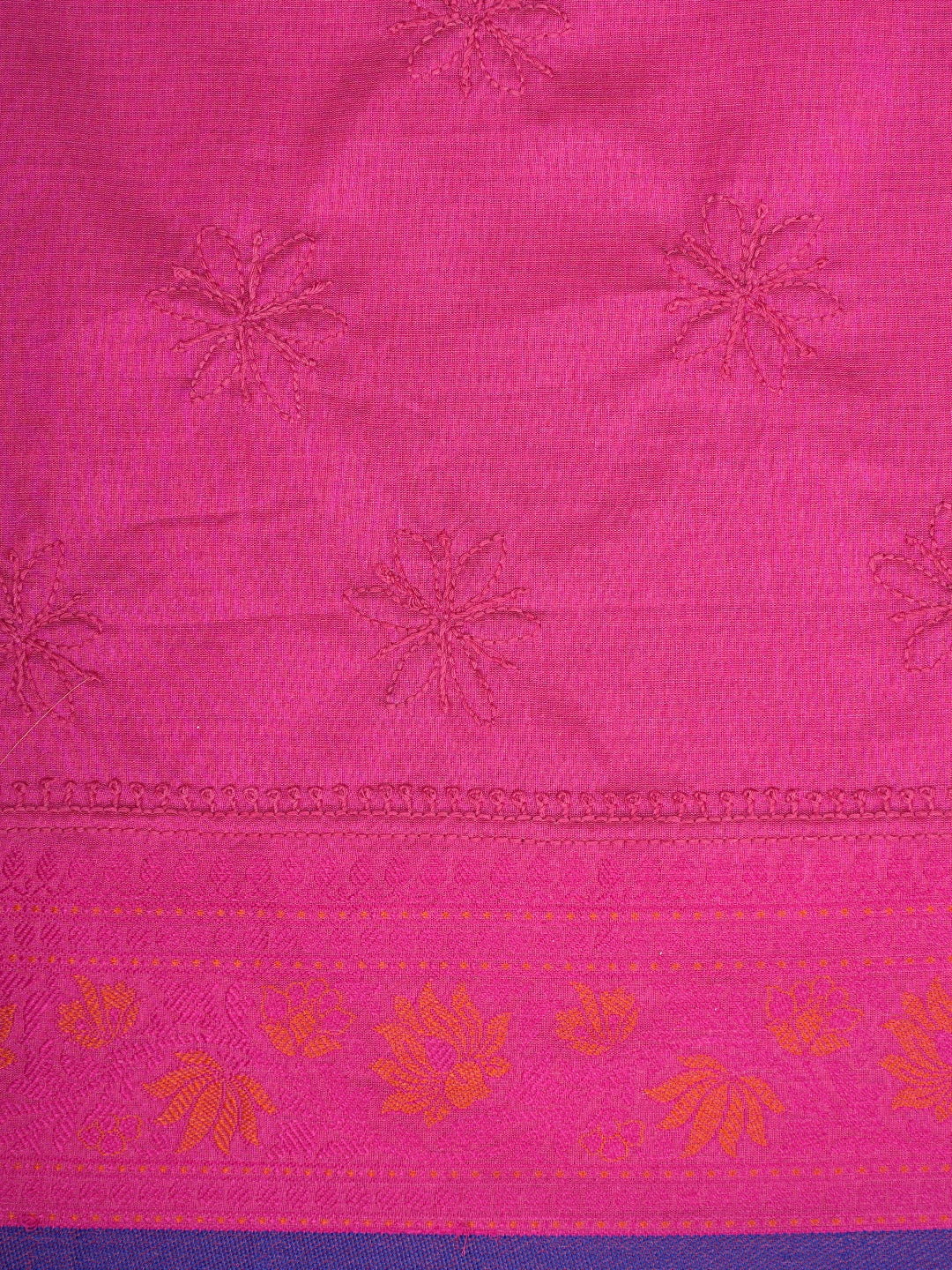 Ada Hand Embroidered Onion Pink Kota Chanderi Lucknowi Chikankari Saree and Blouse 01A798582