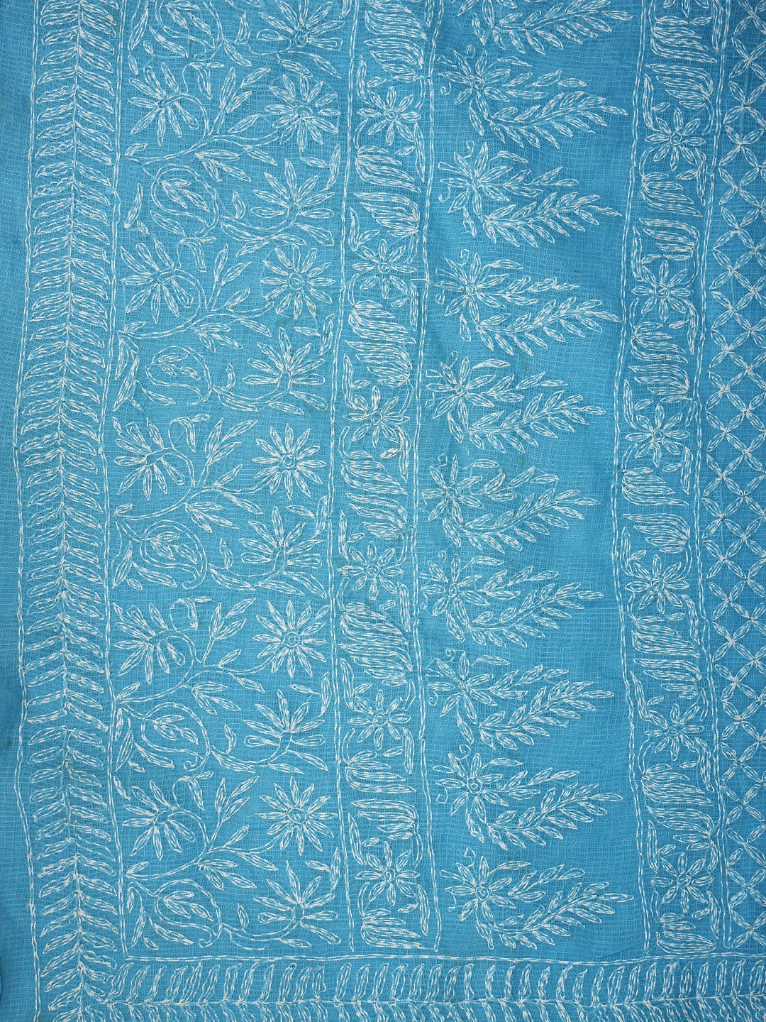Ada Hand Embroidered Blue Kota Lucknowi Chikankari Saree With Blouse 01A767516