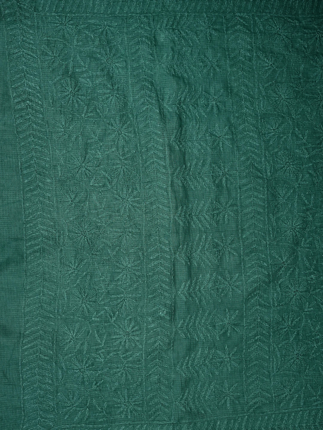 Ada Hand Embroidered Sacramento Green Kota Lucknowi Chikankari Saree With Blouse 01A525415