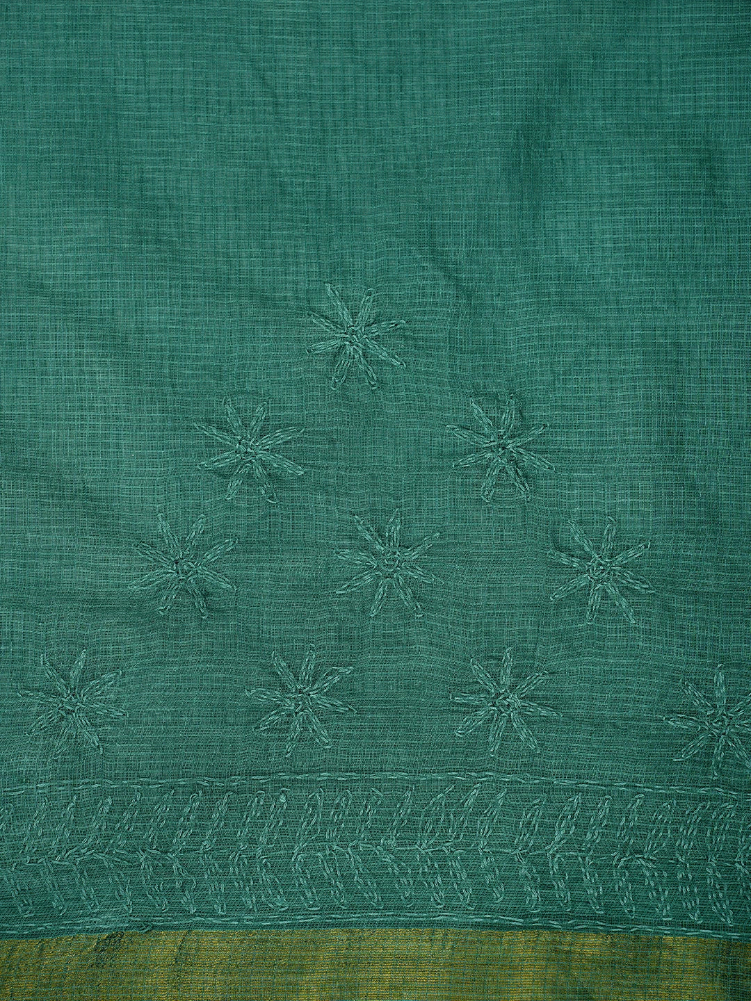 Ada Hand Embroidered Sacramento Green Kota Lucknowi Chikankari Saree With Blouse 01A525415