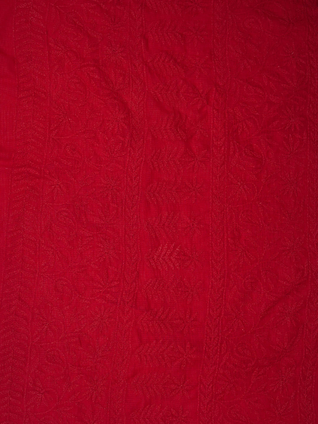 Ada Hand Embroidered Red Kota Lucknowi Chikankari Saree With Blouse 01A810481