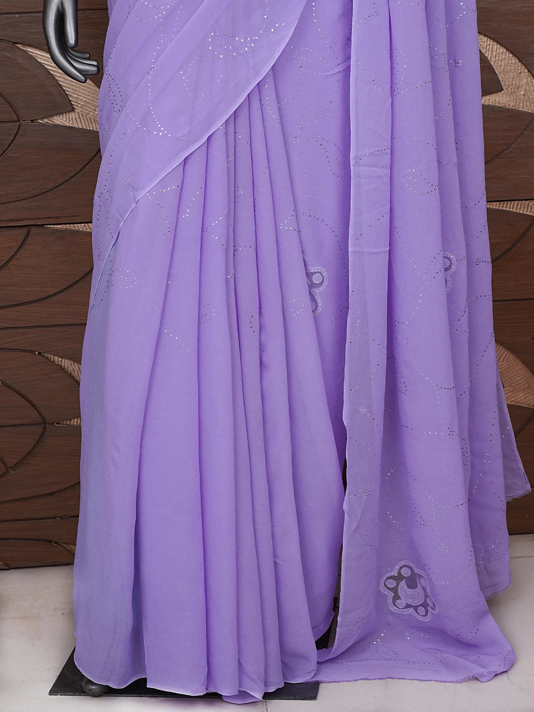 Ada Hand Embroidered Lavender Viscose Georgette Saree/Blouse With Muqaish Work 01A208732