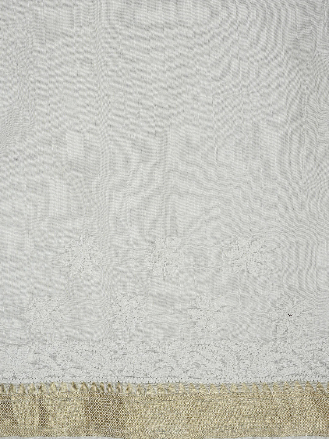 Ada Hand Embroidered White Chanderi Lucknowi Chikankari Saree With Blouse 01A833166