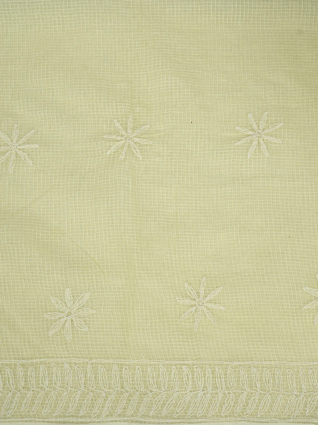Ada Hand Embroidered Light Lemon Kota Lucknowi Chikankari Saree With Blouse 01A820410