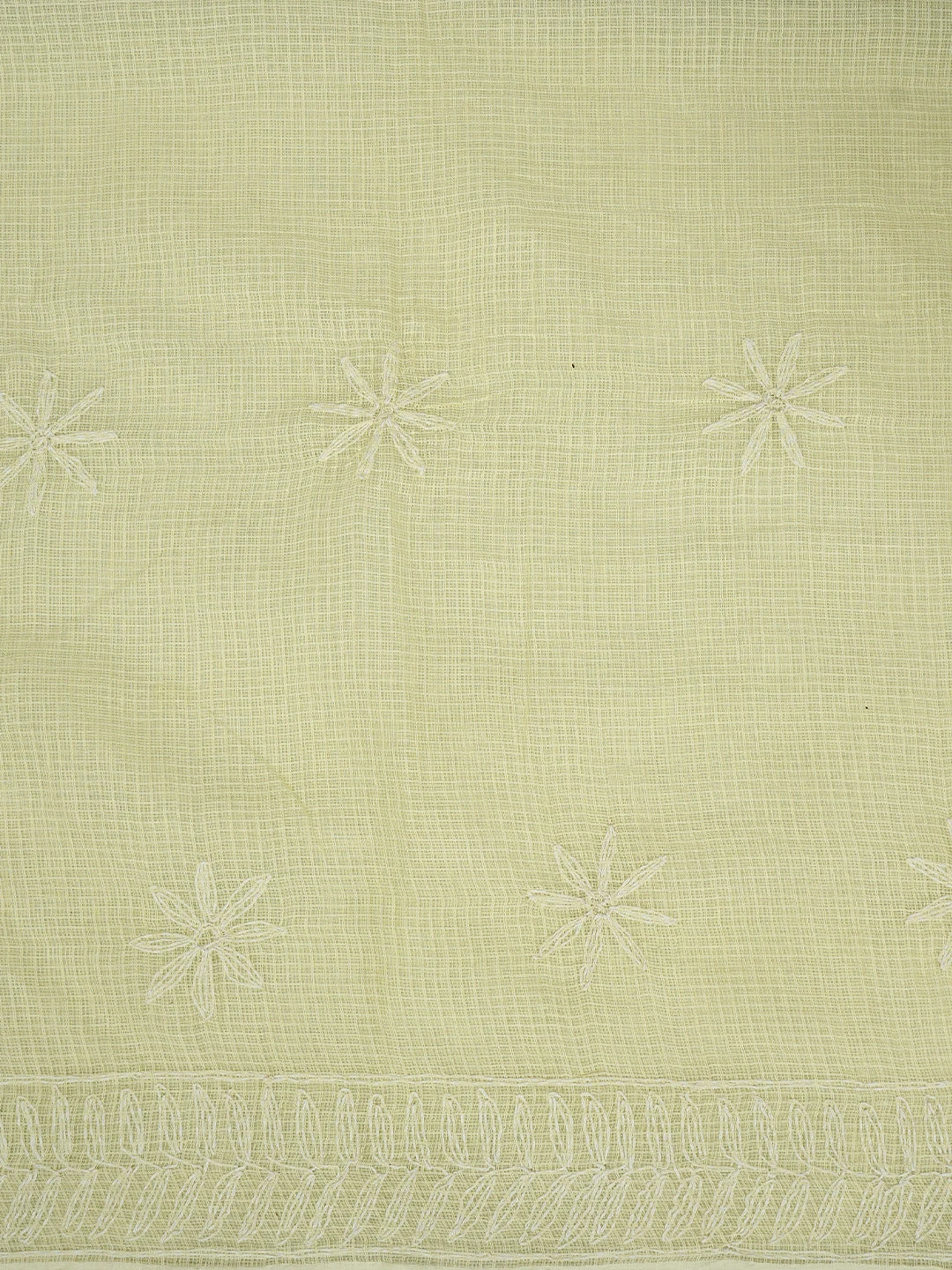 Ada Hand Embroidered Light Lemon Kota Lucknowi Chikankari Saree With Blouse 01A820410